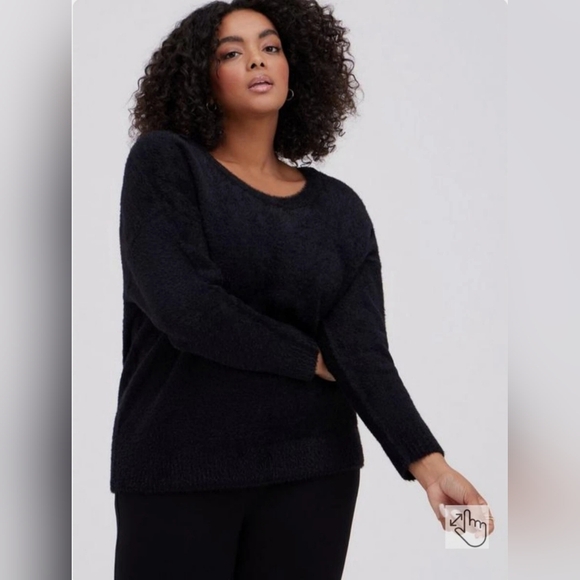 Torrid Elegant Black V-Neck Sweater - Picture 3 of 7